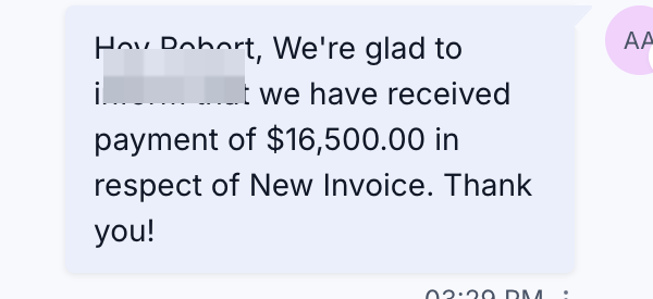 $16,500 Payment Received