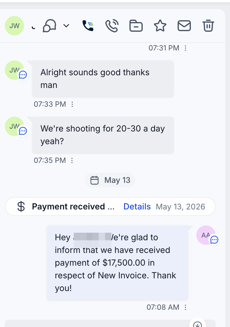 20–30 Records Per Day Requested - $17,500 Payment Received